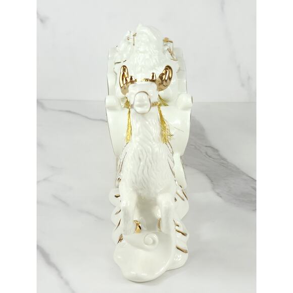 Mikasa Santa w/ Sleigh Reindeer 22k Trim Holiday Elegance 12" Porcelain 20s Vtg - Picture 4 of 16